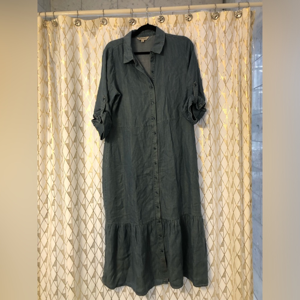 Nannette Lenore denim tiered midi dress with short sleeves - sz Medium